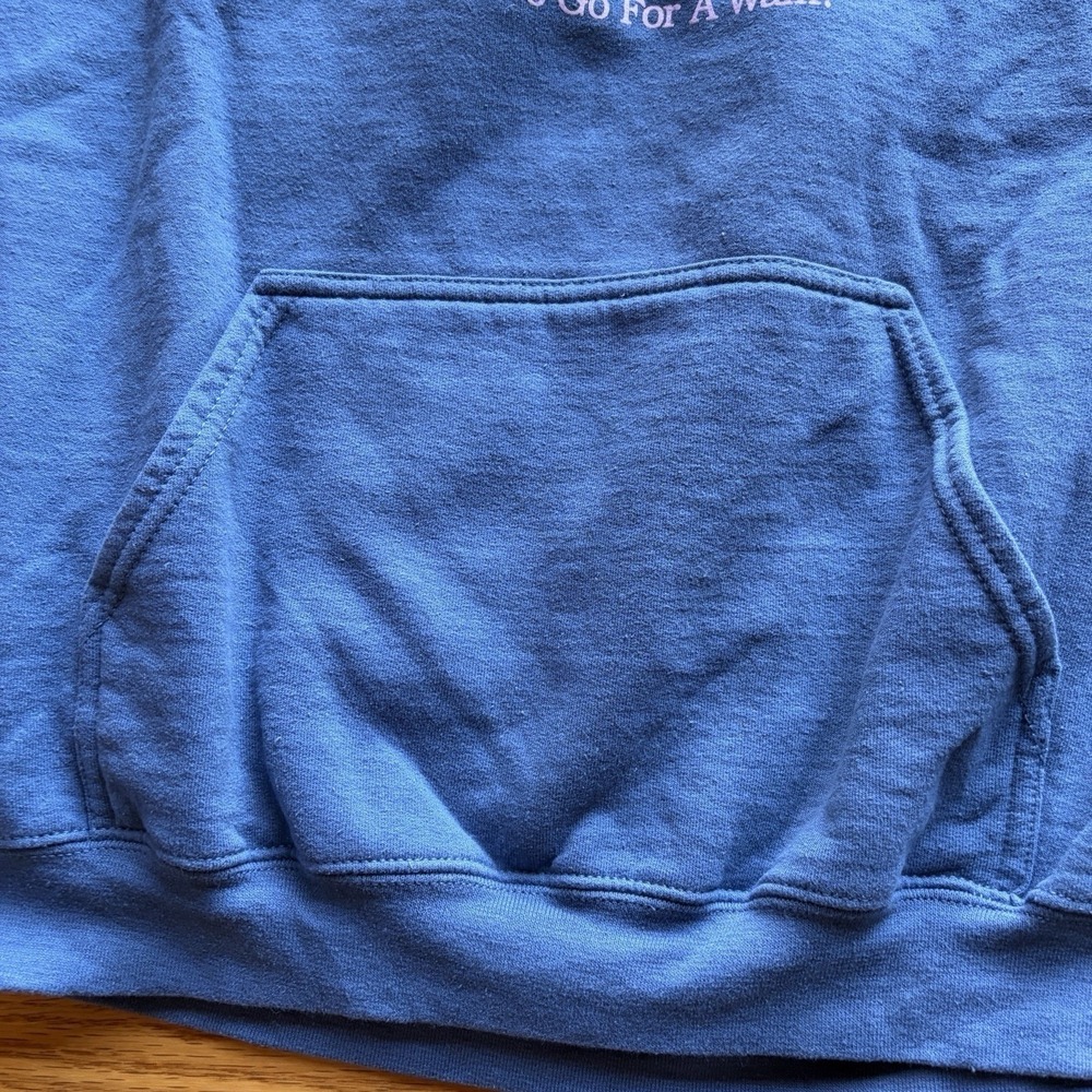 Lonely Ghost Hoodie Large Blue Want To Go For A Walk Puff Print Streetwear Indie - Picture 7 of 16